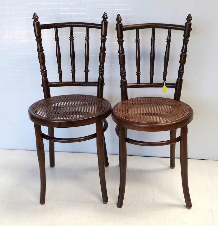 Pair of Hofmann Bentwood Chairs Round Seat