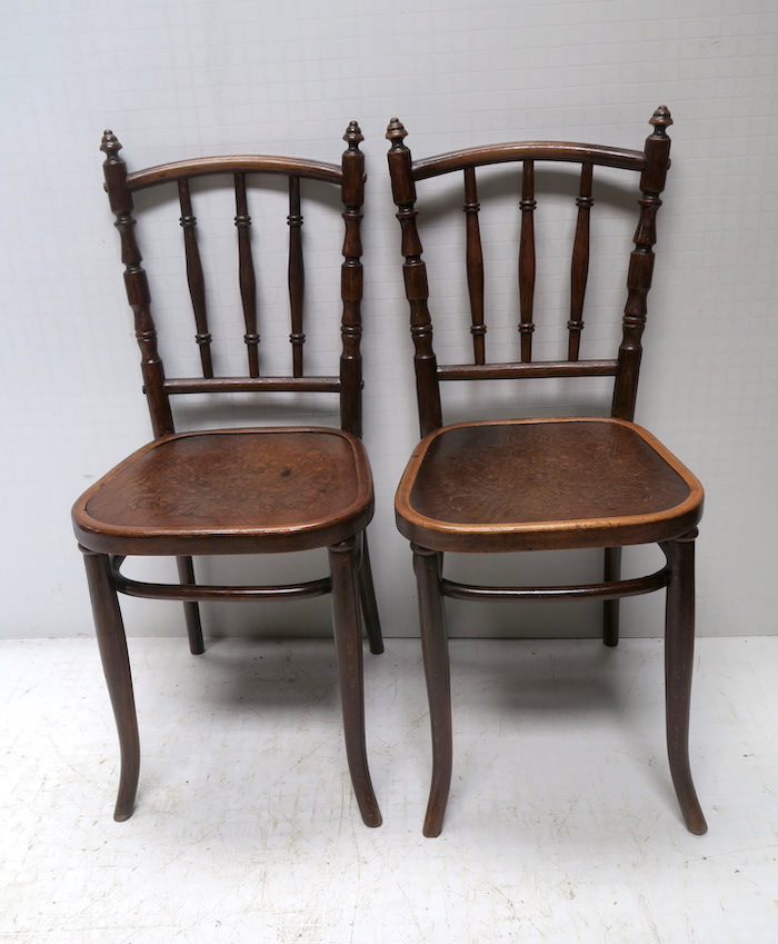 Pair of Hofmann Spindle Square Seat Bentwood Chairs